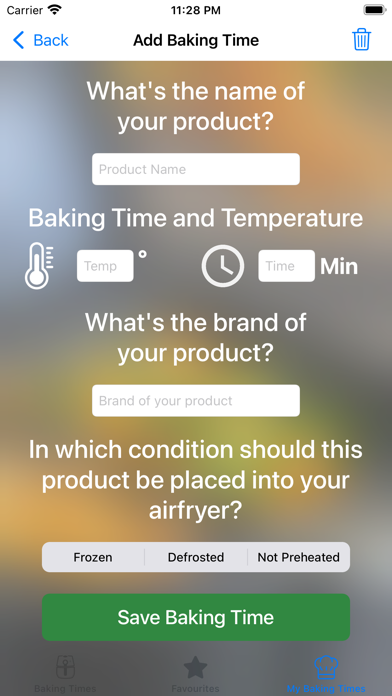Airfryer Baking Times - 2022 Screenshot