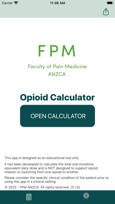 Opioid Calculator Screenshot