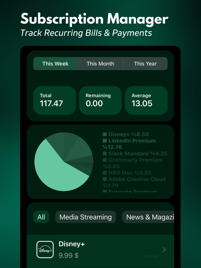 Subscription Manager - Tracker