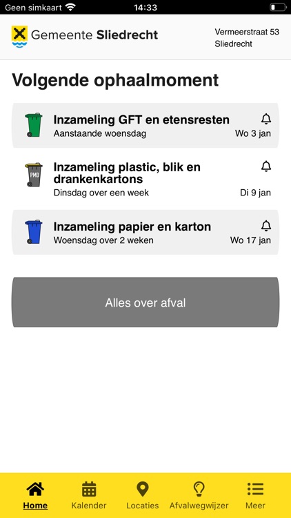 Afvalkalender Sliedrecht