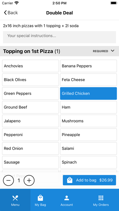 La Pizza App Screenshot