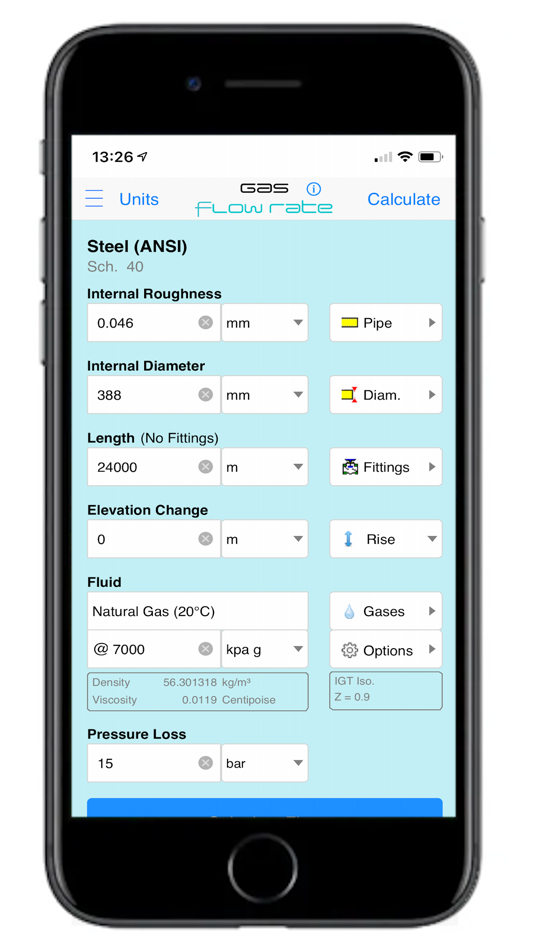 #1. Pipe Flow Gas Flow Rate (iOS) بواسطة: Pipe Flow Software