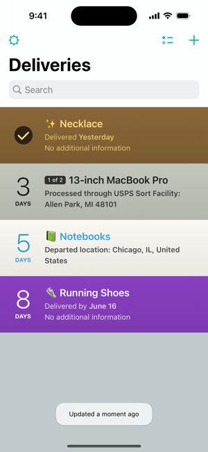 ‎Deliveries: a package tracker Screenshot