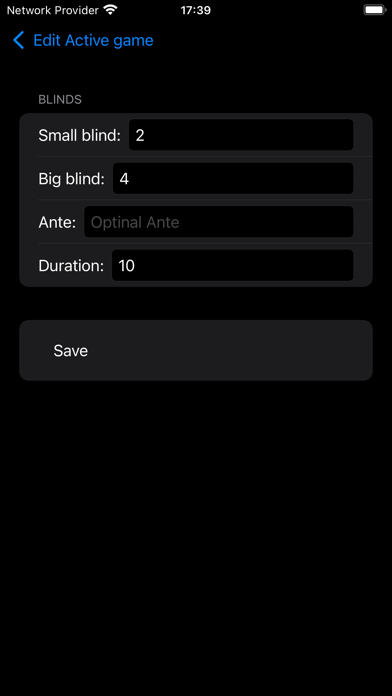 Poker Blinds Tracker and Timer Screenshot