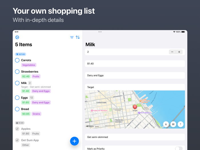 Get Sum - Shopping List