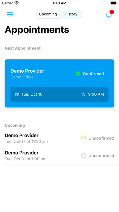 EHRez Patient Portal Screenshot