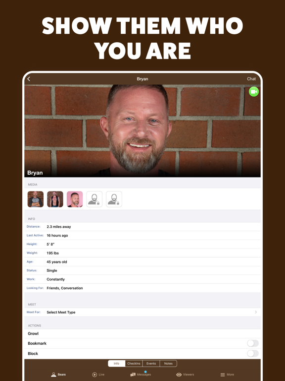 GROWLR Gay Bears Near You App voor iPhone, iPad en iPod touch