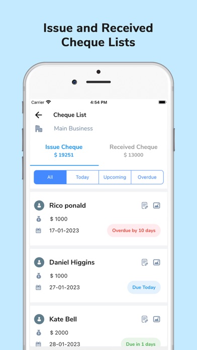 Chequebook Ledger Screenshot