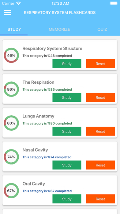 Screenshot #2 pour Respiratory System Study Cards