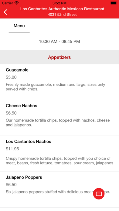 Los Cantaritos Online Ordering Screenshot