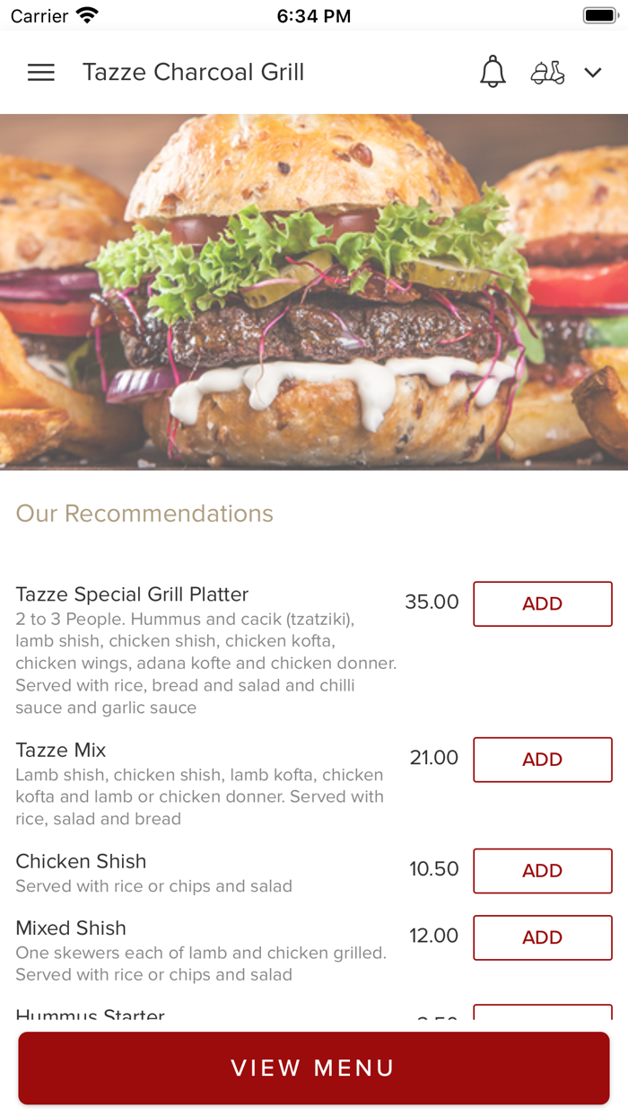 Tazze Charcoal Grill.