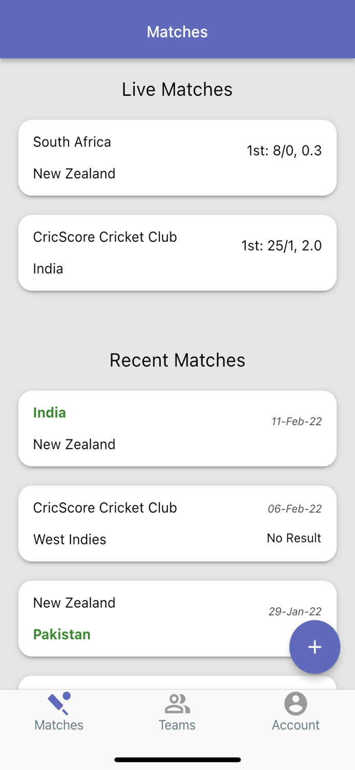 CricScore -Cricket Scoring App