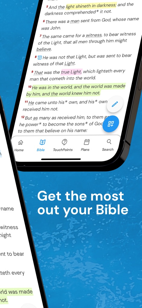 Holy Bible King James + Audio - Users can personalize their study experience with multi-color highlighting and navigate seamlessly through content using the intuitive bottom menu.