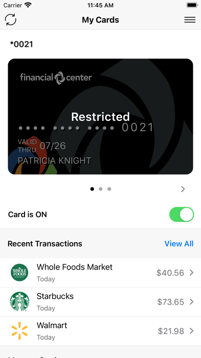 Financial Center Wallet Screenshot