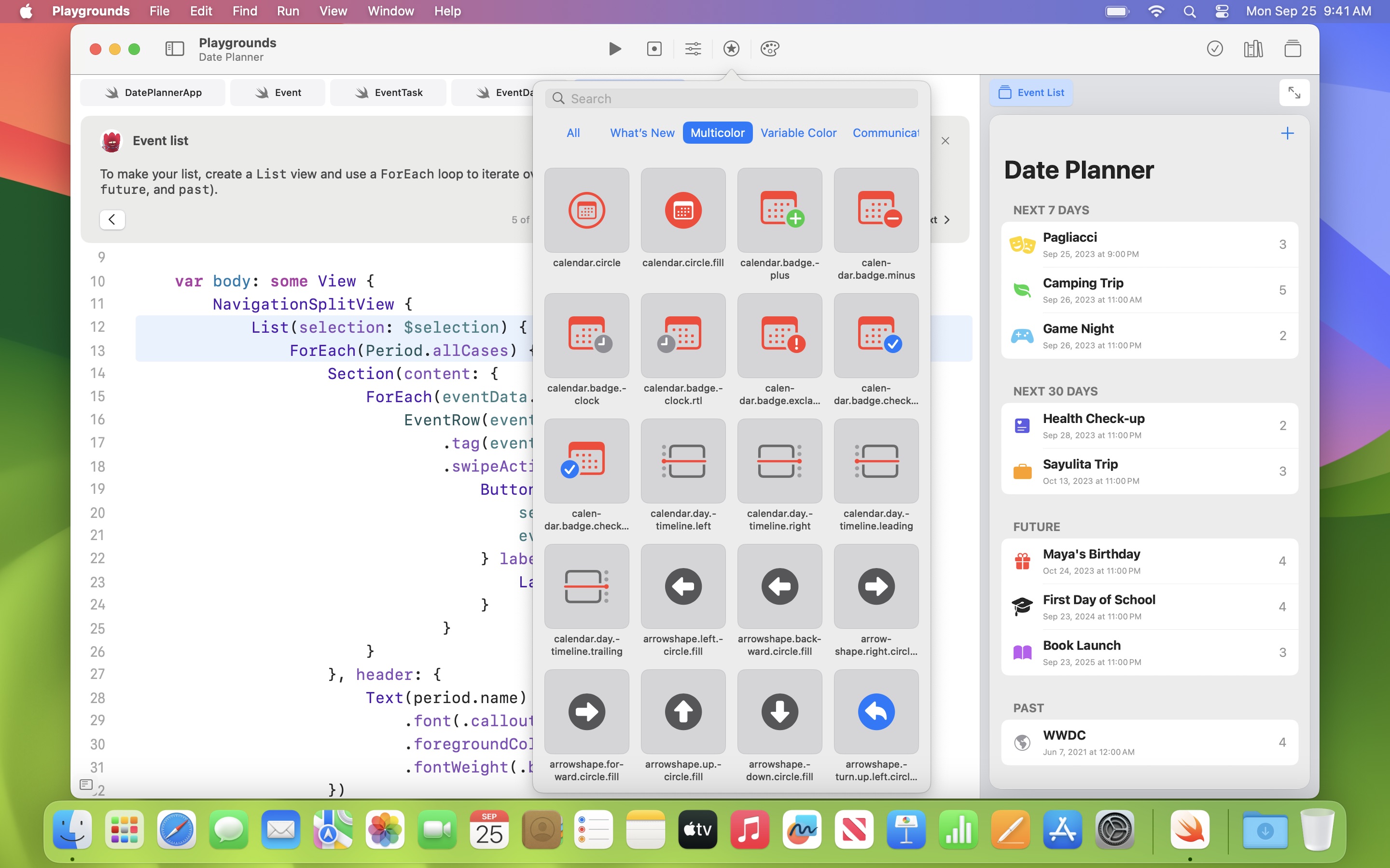 Screenshot do app Swift Playgrounds