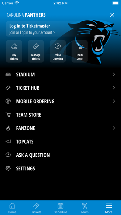 Carolina Panthers Mobile Screenshot