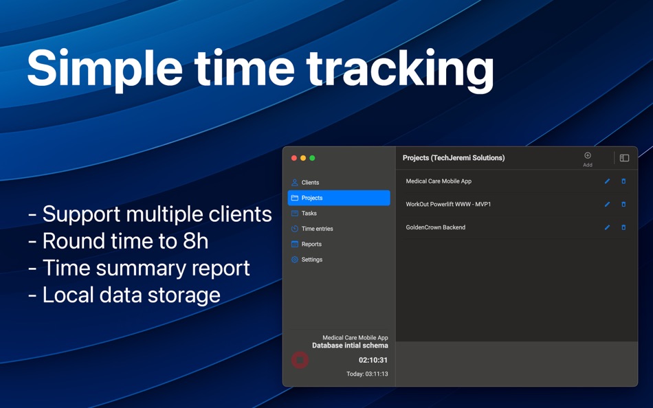 Project Time Tracking (macOS) 由: Jeremiasz Grzesiuk Project Time Tracking (macOS) 由: Jeremiasz Grzesiuk