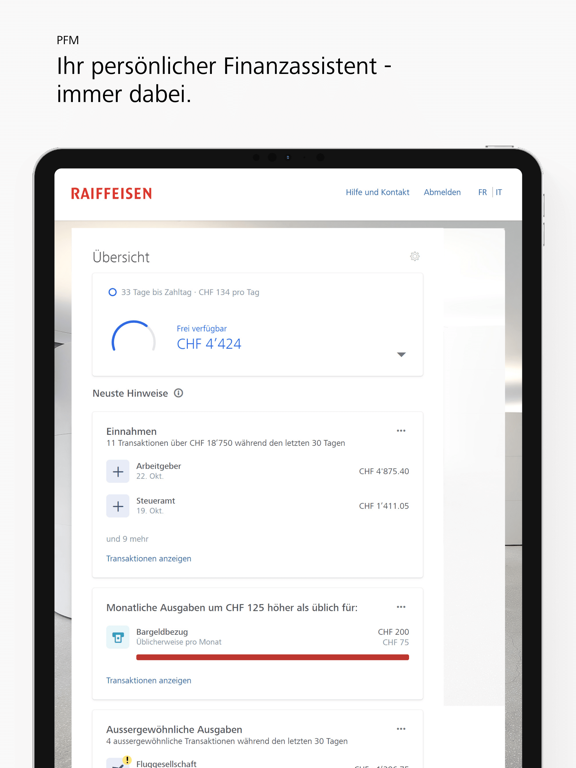 Raiffeisen E-Banking iPad screenshot 5 - Finance app
