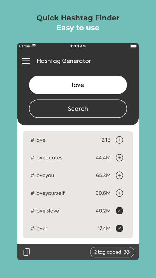 #1. Hashtag Generator for Captions (iOS) 来自: Bhavinkumar Satashiya