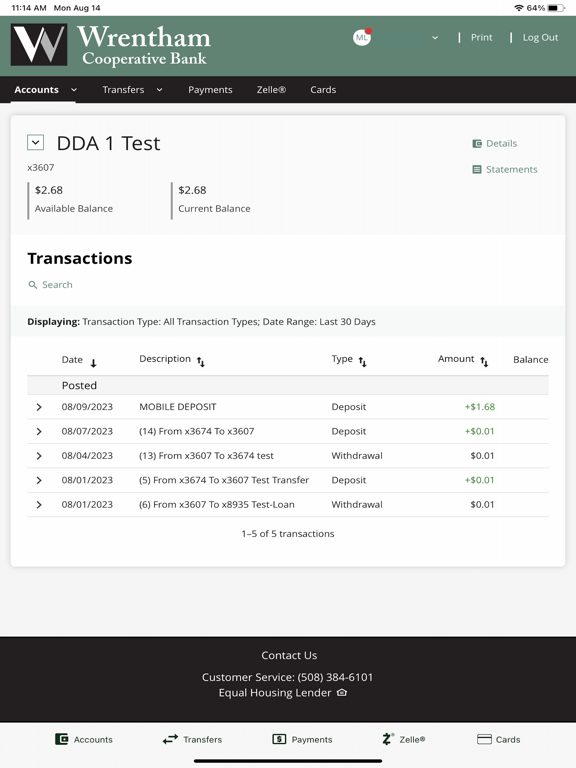 Wrentham Co-op Mobile Banking iPad screenshot 4 - Finance app