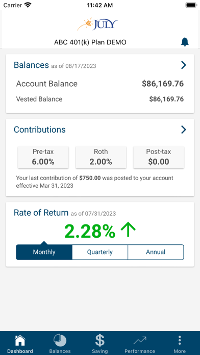 JULY Retirement Screenshot