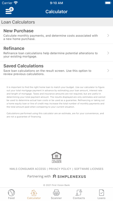 First Vision Mortgage Screenshot