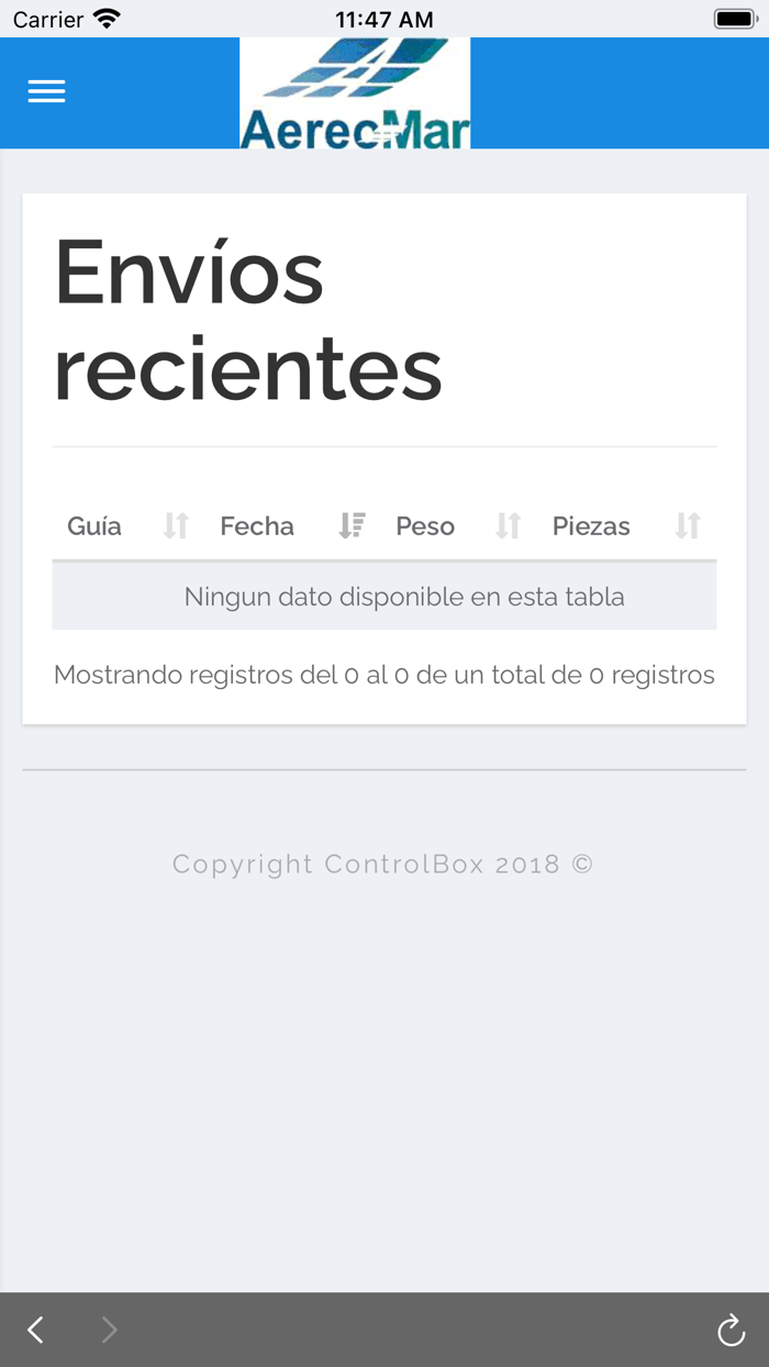 AereoMar App de Casilleros