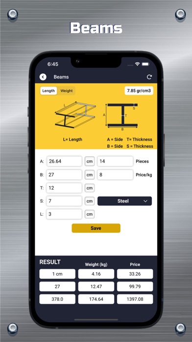 Moro Metal Calculator Screenshot
