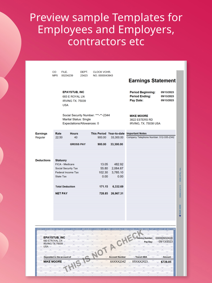 Paystub - Easy Paycheck Maker
