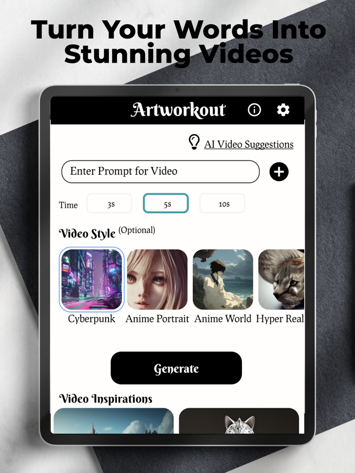 Artworkout AI Video Photo App