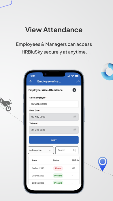 HRBluSky - Attendance Tracker Screenshot