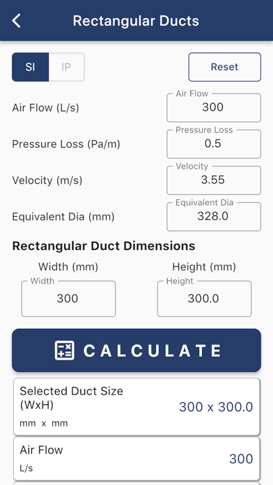 TALO Duct Sizer Screenshot