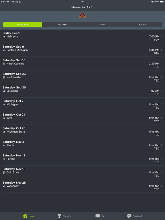 Screenshot #4 pour Minnesota Football Schedules