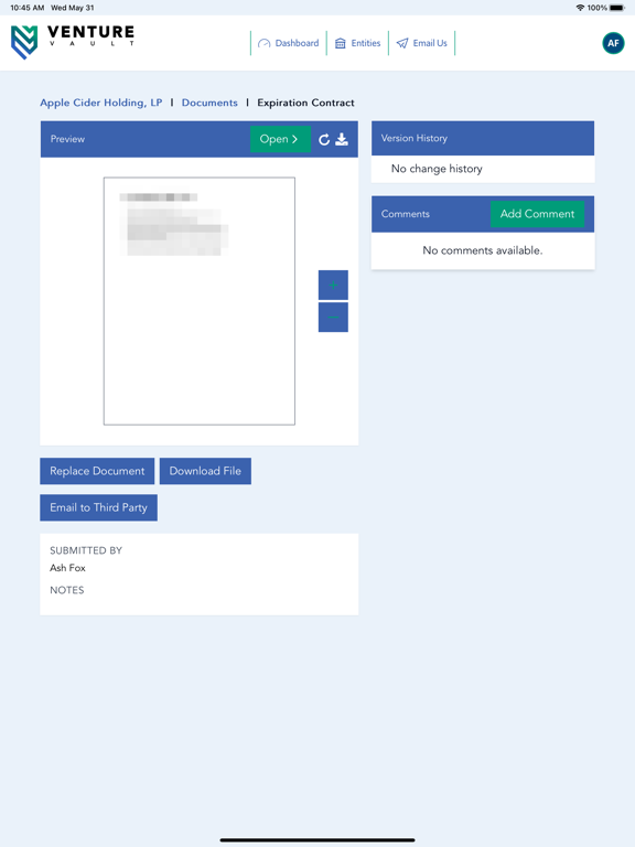 VentureVault iPad screenshot 6 - Business app