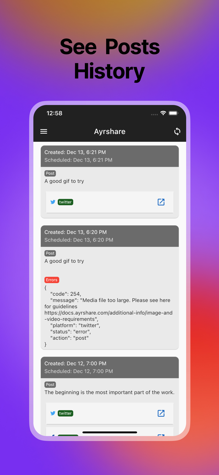 Ayrshare screenshot 1