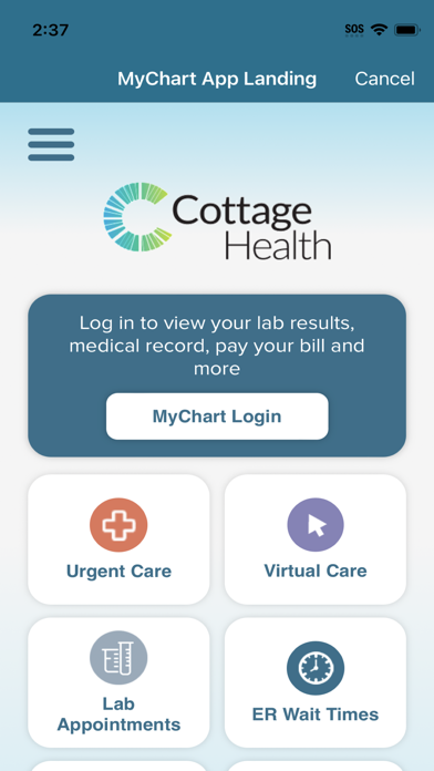 Cottage Health MyChart Screenshot