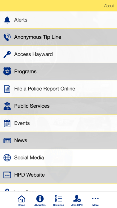 Hayward Police Department Screenshot