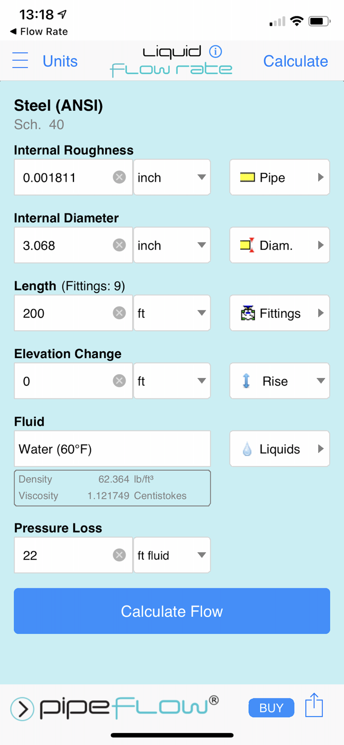 Pipe Flow Liquid Flow Rate