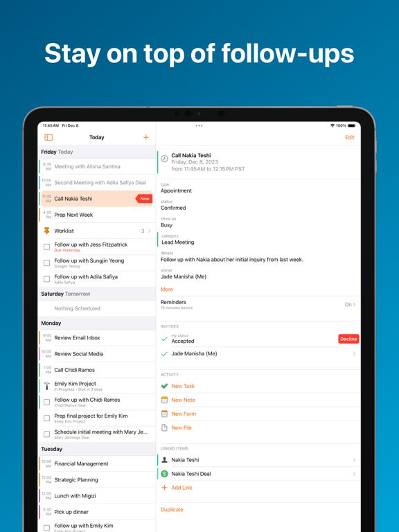 Daylite - Mail, Calendar, CRM iPad screenshot 2 - Business app