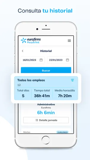 Captura de pantalla de Control Horario Eurofirms en iPhone 4
