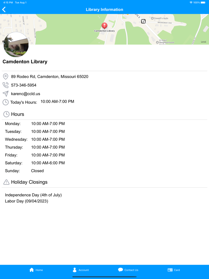 Camden County Lib Dist - MO