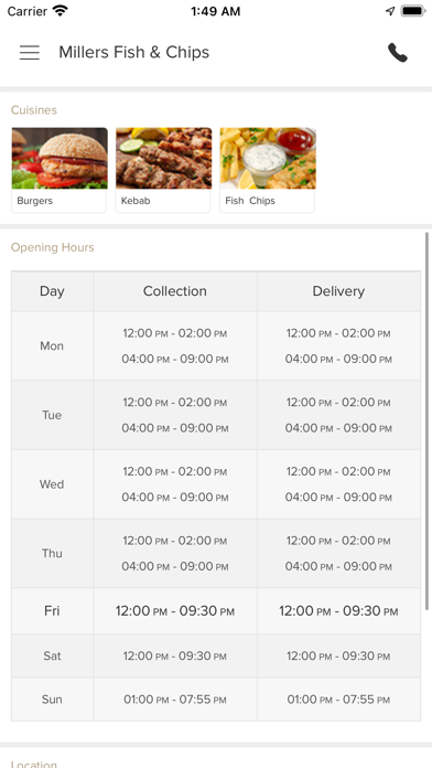 Millers Fish & Chips Screenshot