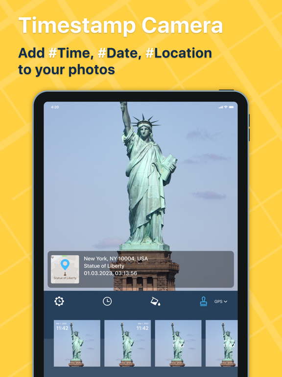 Timestamp Photo Proof Camera iPad screenshot 1 - Photo & Video app