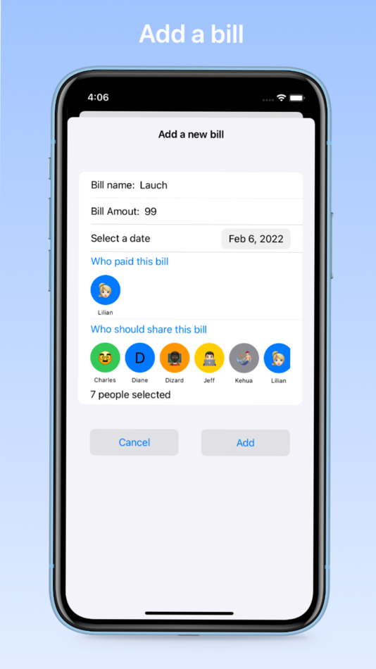 #2. Split Bills easily (iOS) 由: Feng Jiang