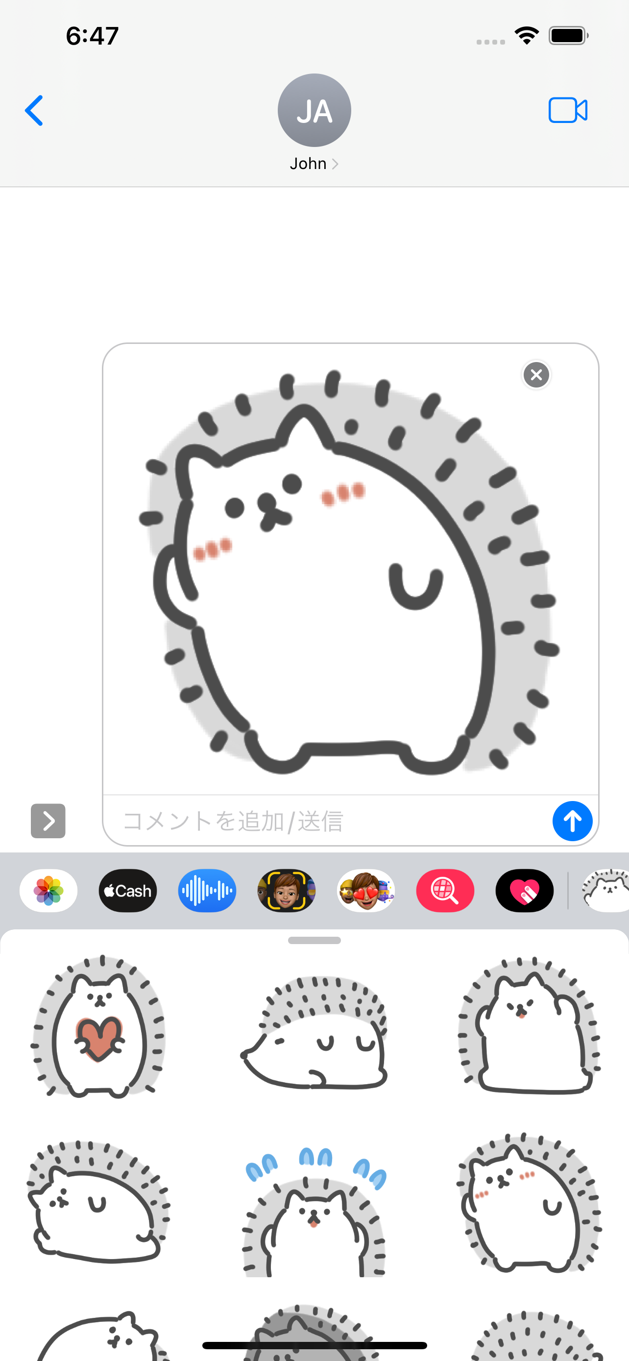 gray hedgehog sticker