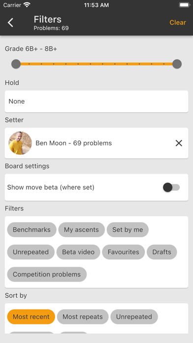 Moon Board Screenshot