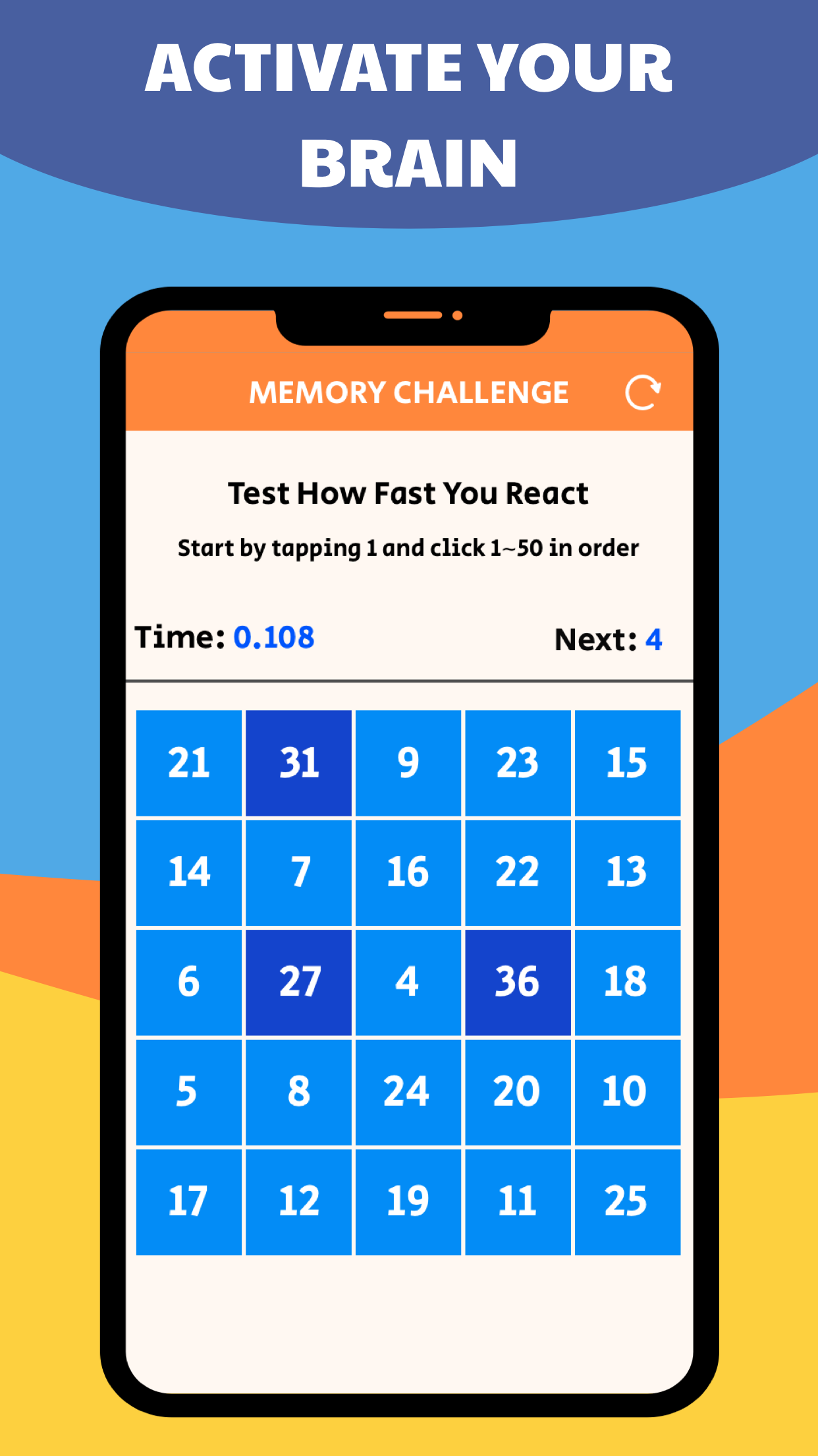 Memory Challenge: From 1 to 50