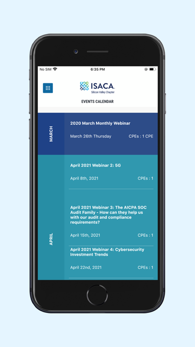 Screenshot 1 of ISACA Silicon Valley Chapter App