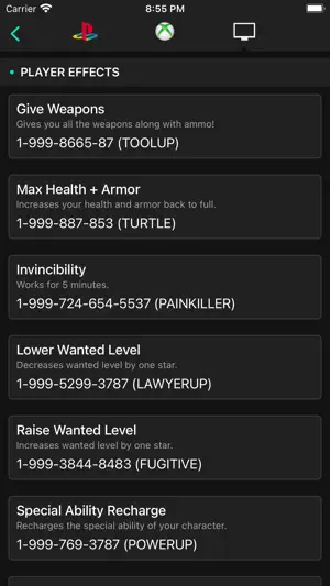 All Cheats for GTA V (5) screenshot 4