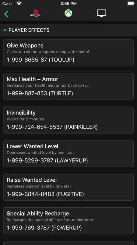 All Cheats for GTA V (5) screenshot 4 of 4